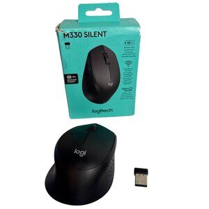 Logitech M330 Silent Wireless Mouse Right Handed Design USB Receiver Black